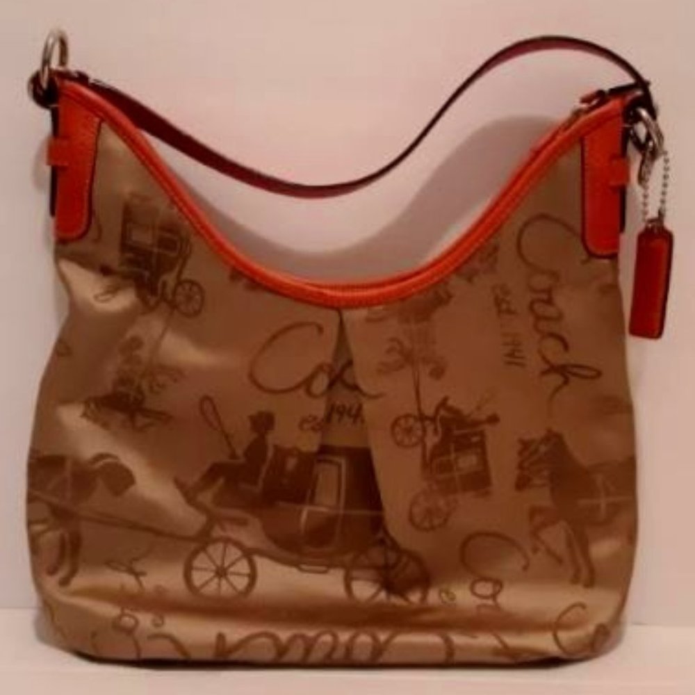 Coach Rare Bag, Horse and Carriage, Brown and Pink Color
